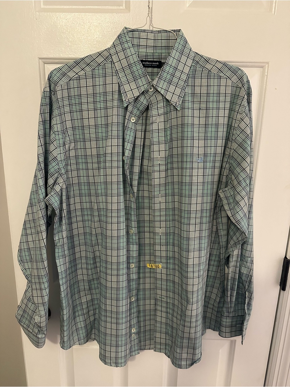 Southern Marsh Men's Blue and Green Plaid Dress Shirt